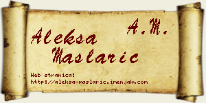 Aleksa Maslarić vizit kartica